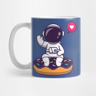 Cute Astronaut Sitting On Doughnut Space Cartoon Mug